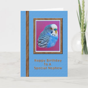 Carte d'anniversaire de Nephew avec Blue Parakeet