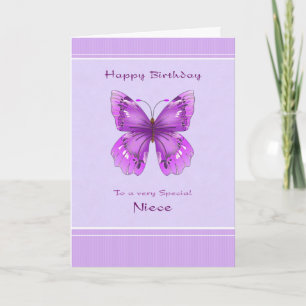 Carte d'anniversaire de nièce - papillon pourpre