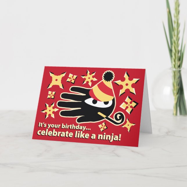 Carte d'anniversaire de Ninja. Célébrez comme un n (Devant)