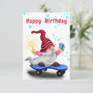 Carte d'anniversaire de Noël Gnome avec cadeaux