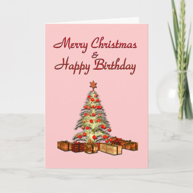 Carte d'anniversaire de Noël rose (Devant)