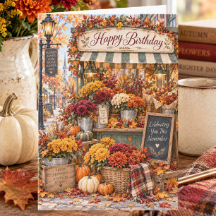 Carte d'anniversaire de novembre Fleuriste d'autom
