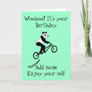 Carte d'anniversaire de panda de cycliste de