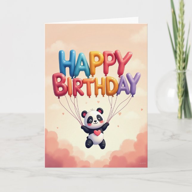 Carte d'anniversaire de panda mignon (Devant)