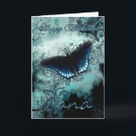 Carte d'anniversaire de papillon de Nana -<br><div class="desc">Carte d'anniversaire de papillon de Nana - carte d'anniversaire bleue de papillon</div>