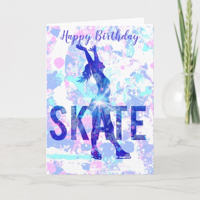 Carte d'anniversaire de patinage artistique person (Devant)