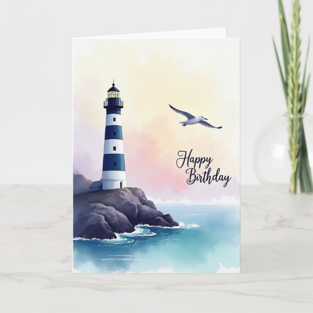 Carte d'anniversaire de paysage marin tranquille (Devant)