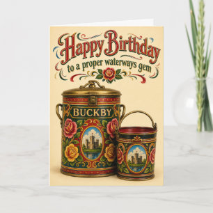 Carte d'anniversaire de péniche Roses et Châteaux