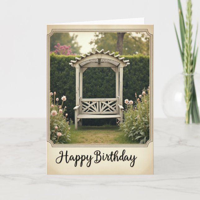 Carte d'anniversaire de pergola de jardin (Devant)