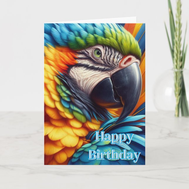 Carte d'anniversaire de perroquet Ara (Devant)