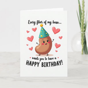 Carte d'anniversaire de personnage de haricot doux
