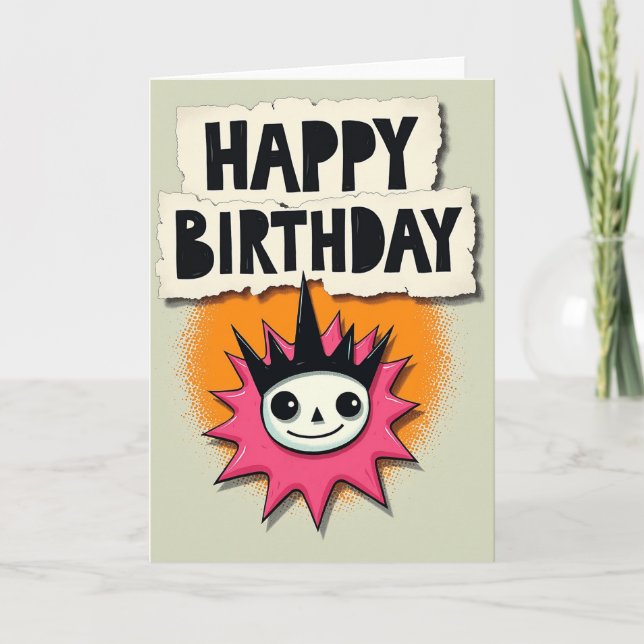 Carte d'anniversaire de personnage punk (Devant)