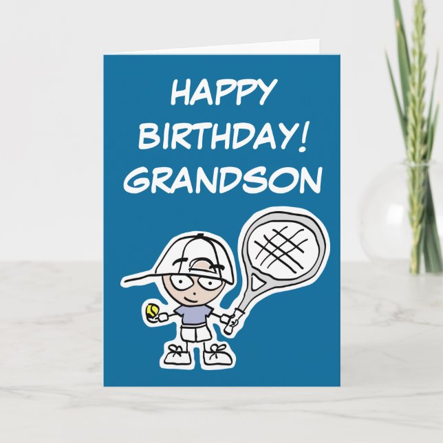 Carte d'anniversaire de petit-fils avec petit garç (Devant)