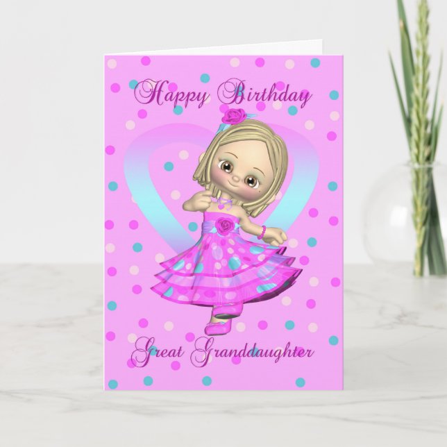 carte d'anniversaire de petite-fille - rose et ble (Devant)