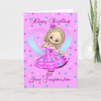 carte d'anniversaire de petite-fille - rose et ble