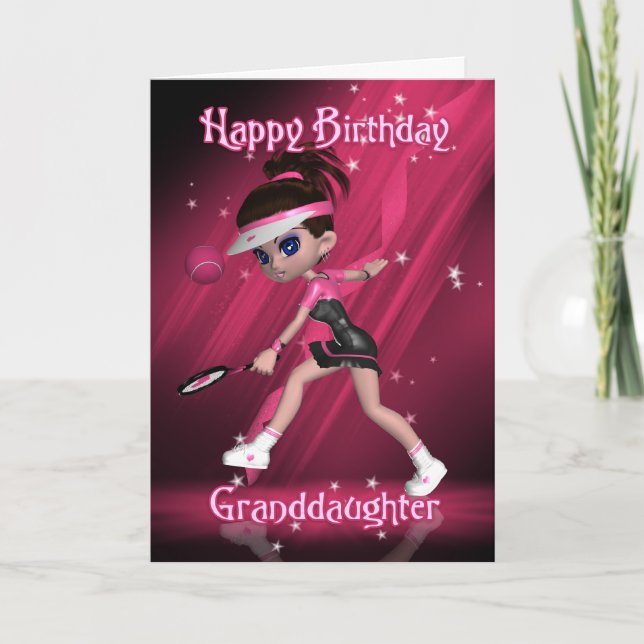 Carte d'anniversaire de petite fille - Tennis (Devant)