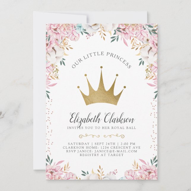 Carte d'anniversaire de petite princesse (Devant)