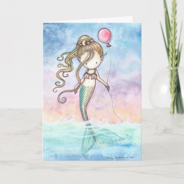 Carte d'anniversaire de petite sirène mignonne (Devant)