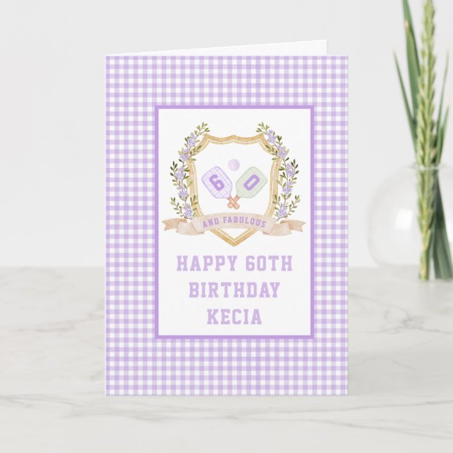 Carte d'anniversaire de Pickleball violet (Devant)