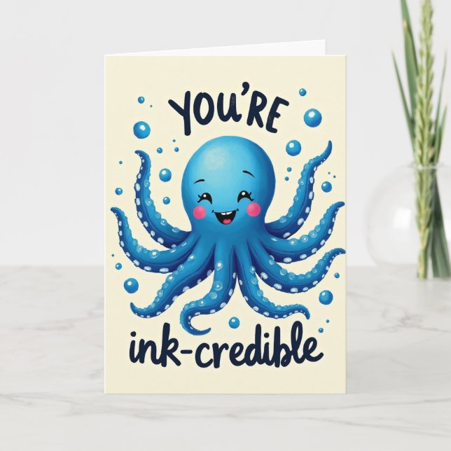 Carte d'anniversaire de pieuvre joyeuse (Devant)
