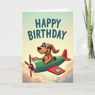 Carte d'anniversaire de pilote de chien joyeux