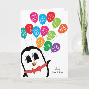 Carte d'anniversaire de pingouin mignon