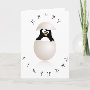 Carte d'anniversaire de pingouin mignonne