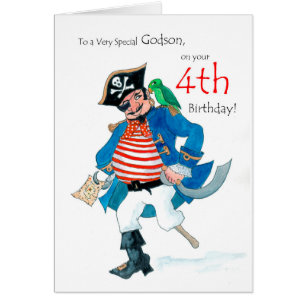 Carte d'anniversaire de pirate d'amusement 4ème