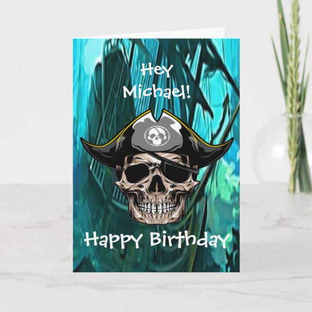 carte d'anniversaire de pirate la plus cool (Devant)