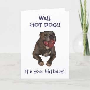 Carte d'anniversaire de Pitbull de hot-dog
