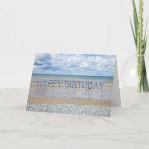 Carte d'anniversaire de plage avec lettres 3D
