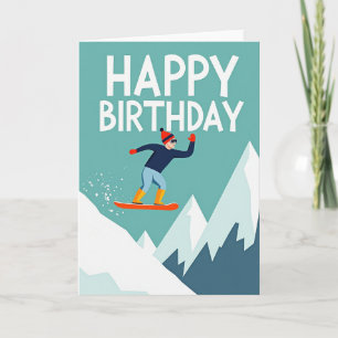Carte d'anniversaire de planchiste d'hiver