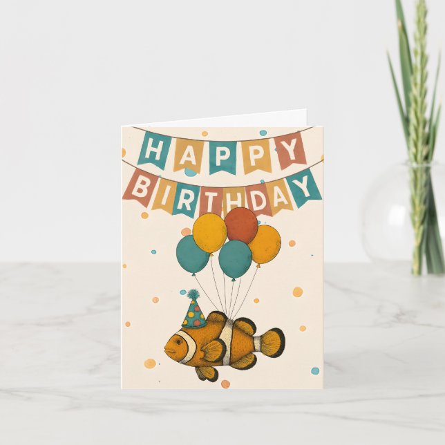 Carte d'anniversaire de poisson-clown - Fête amusa (Devant)