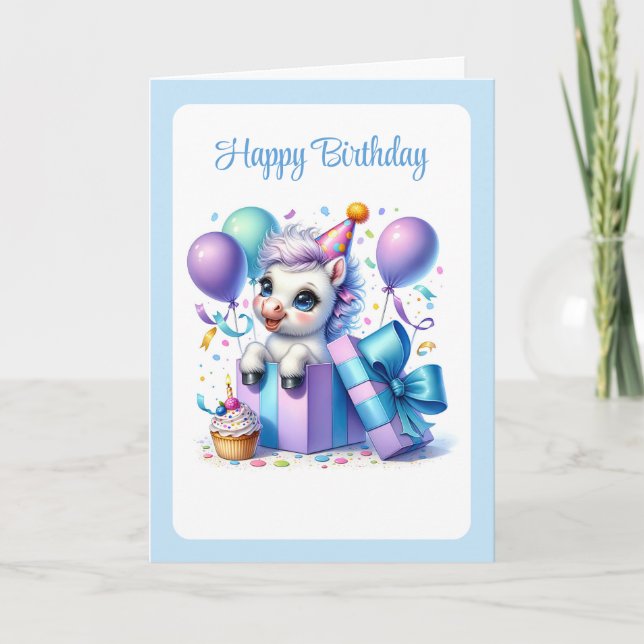 Carte d'anniversaire de poney (Devant)