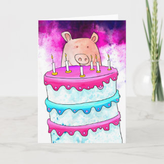Carte d'anniversaire de porc
