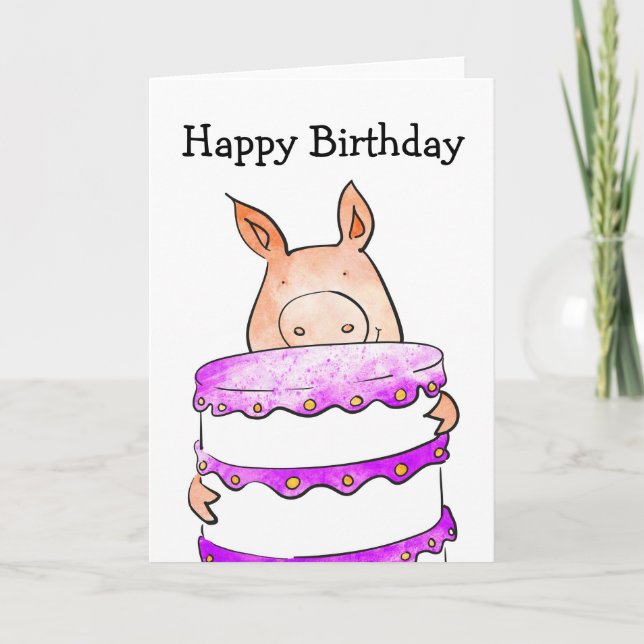 Carte d'anniversaire de porc (Devant)