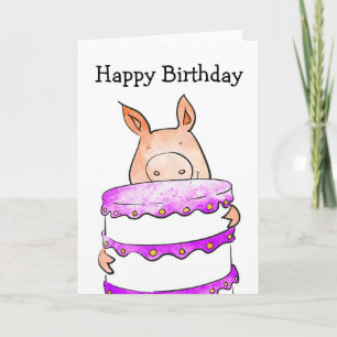 Carte d'anniversaire de porc