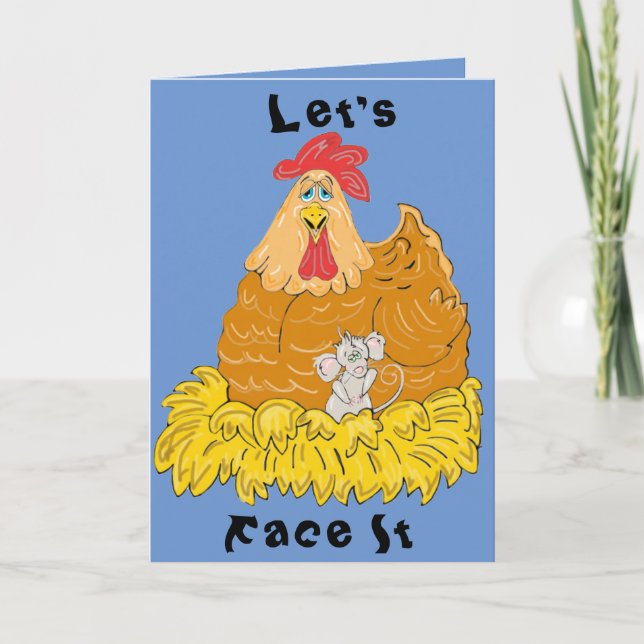 Carte d'anniversaire de poulet et de souris de (Devant)