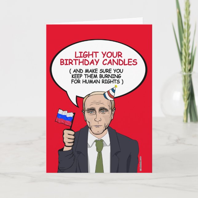 Carte d'anniversaire de Poutine - Gardez vos bougi (Devant)