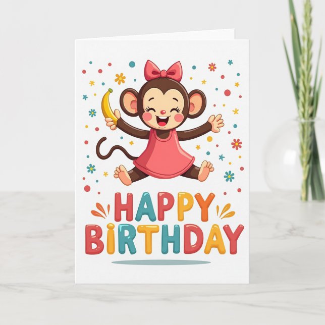 Carte d'anniversaire de primate joueur (Devant)