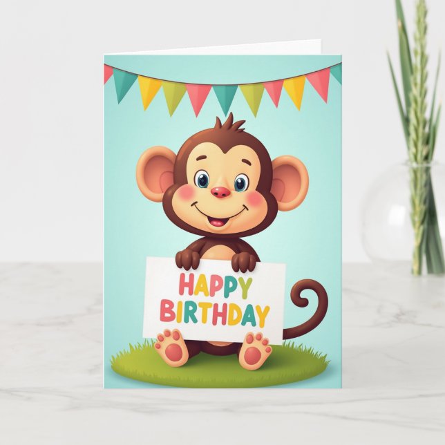 Carte d'anniversaire de primate joyeux (Devant)