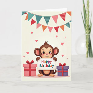 Carte d'anniversaire de primate mignon