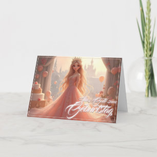 Carte d'anniversaire de princesse en rose