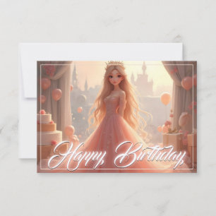 Carte d'anniversaire de princesse en rose