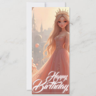 Carte d'anniversaire de princesse en rose