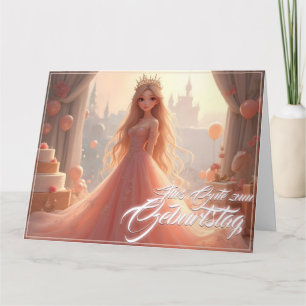Carte d'anniversaire de princesse en rose