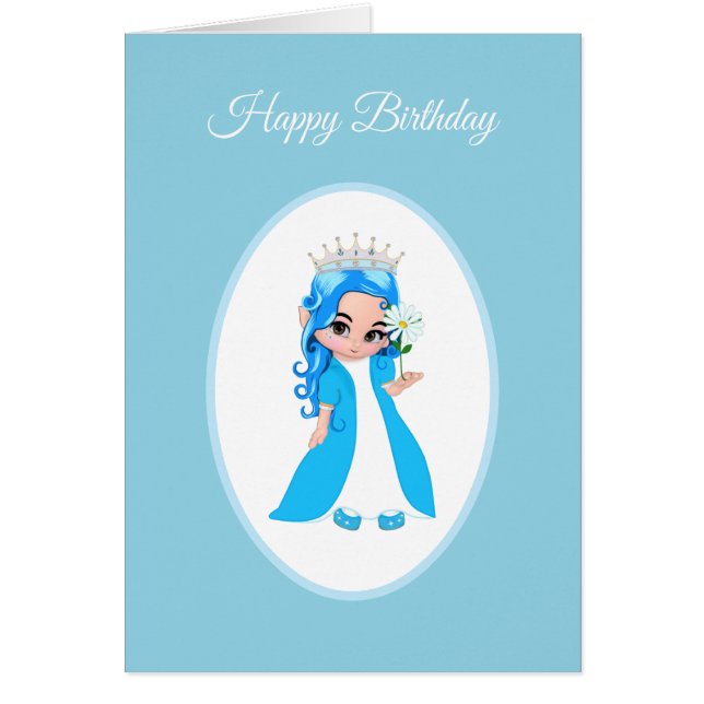 Carte d'anniversaire de princesse mignonne habillé (Devant)