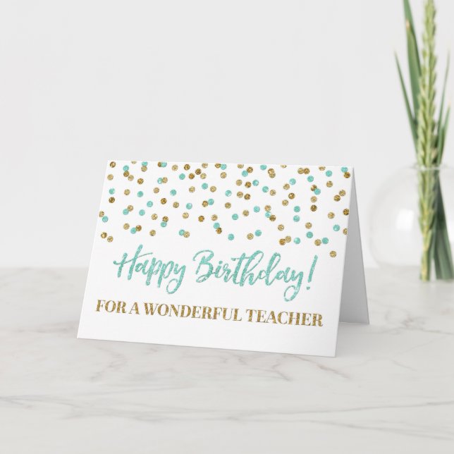 Carte d'anniversaire de professeur de confettis d' (Devant)