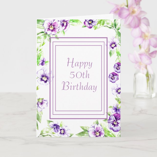 Carte d'anniversaire de Purple Pansy Watercolor (Orchidée)