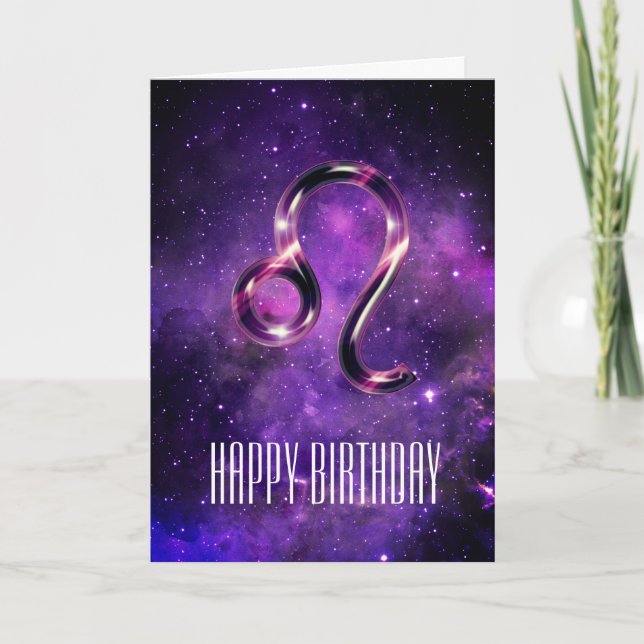 Carte d'anniversaire de Purple Space Leo (Devant)
